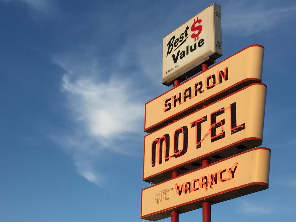 sharon motel front sign