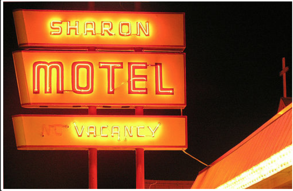 sharon motel at night